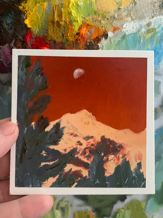 Lone Pine, Red Sky Study - 4x4 oil